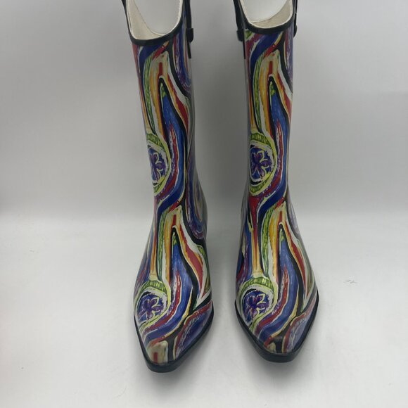 Corkys Nomad Funky Multicolor Abstract Rubber Western Cowboy Rain Boot - Picture 2 of 8